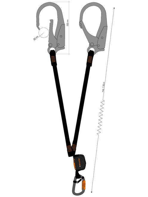 Skylotec Nanolink Flex Y Lanyard with FS90 ST ANSI Hooks
