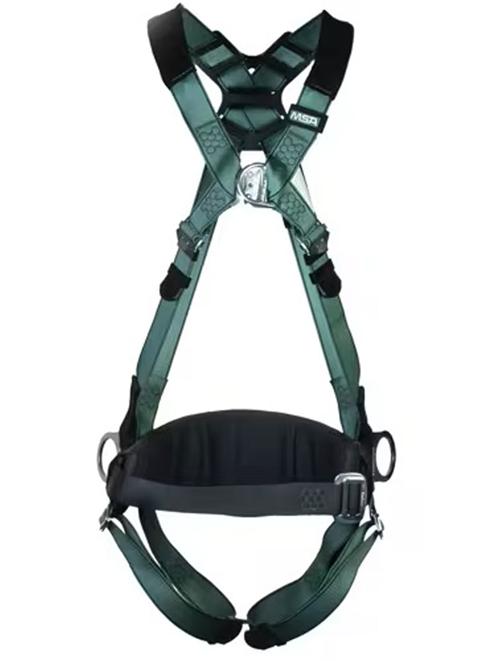 MSA V-FORM Harness, Back/Chest/Hip D-Ring, With Waist Belt